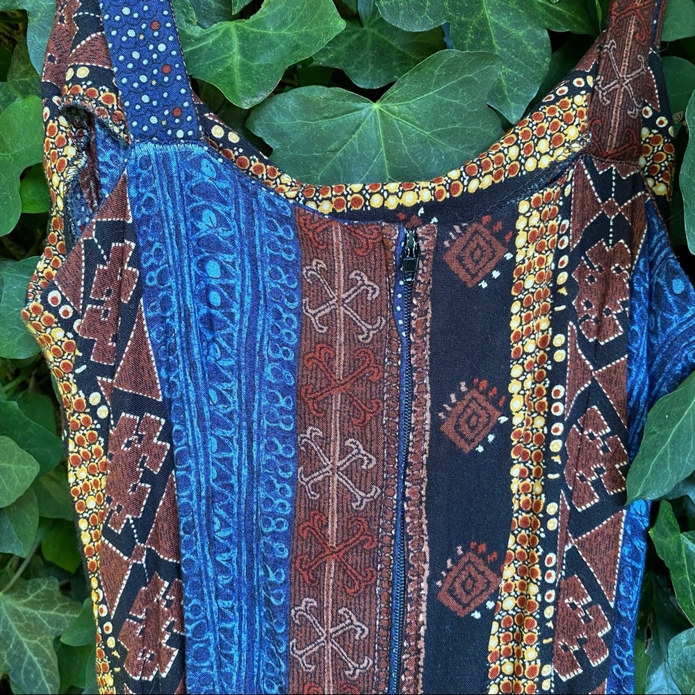 Gorgeous Printed patchwork stripe wrap dress ~ boho hippie - Picture 6 of 8